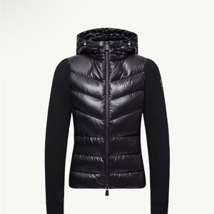 NWT Moncler Grenoble Glossy Black and Fleece Zip Up Cardigan